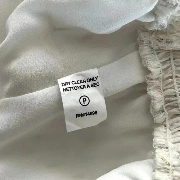 RAMY BROOK NY/ Silk blend blouse/ Off-white with colourful foil detail/Size US M - Picture 11 of 13
